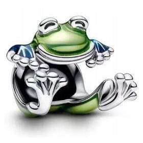 Zelena žaba srce obesek srebrna s925 SimplyMe + GRATIS