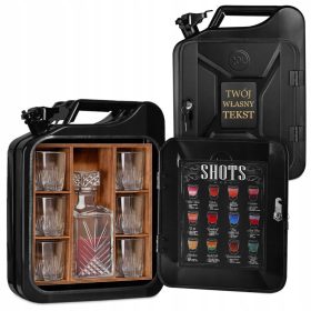   Kanister MiniBar za alkohol + karafa in 6 kozarcev - Darilo za moške

Eleganten minibar v obliki kanistra je idealno darilo za moškega v vašem življenju. Ta prenosni minibar ni le funkcionalen, ampak 