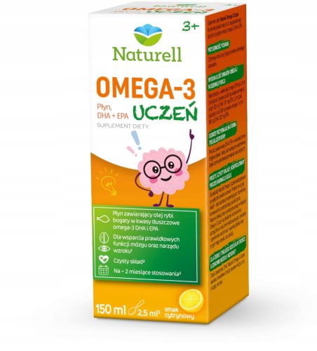 Omega-3 Olje za Otroke Naturell, Okus Limone, 150 ml - Podpora Razvoja Možganov in Vida