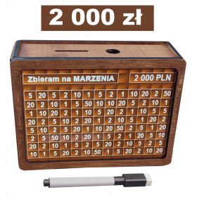   Leseni skrinjica za varčevanje Vintage Chart Personalizacija 2.000 PLN kot DARILU