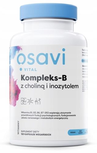 OSAVI Kompleks-B z Holinom in Inozitolom - 120 Veganskih Kapsul