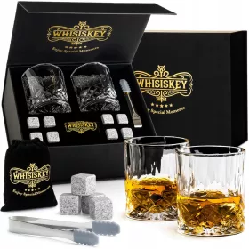 ZESTAW ZA WHISKY S KAMENČKI, KOZARCI IN DODATKI ZA MOŠKEGA