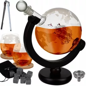 WHISKY SET GLOBUS CARAFE 4 STEKLA GRAVIRANA