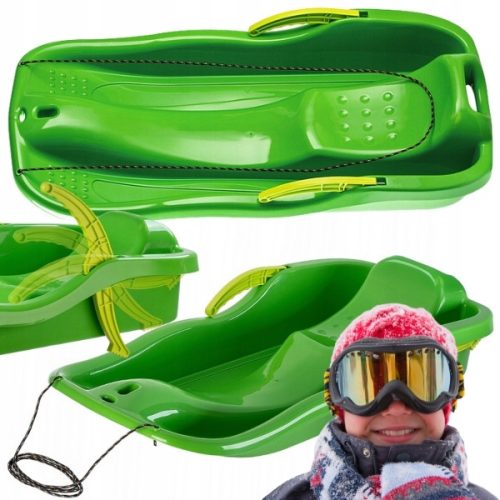 BOBSLEI PLASTIČNE SANI 87cm Z ZAVORAMI ZELENE ZA OTROKE HITRA VRVA