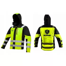   TRDNA SOFTSHELL ODBLASKOVA JAKNA NEO RUMENA SCANIA TIR TRUCK VAŠ TISK