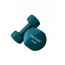 Set uteži 10KG, litoželezne v gumi, zelene 2X5kg PROMIC