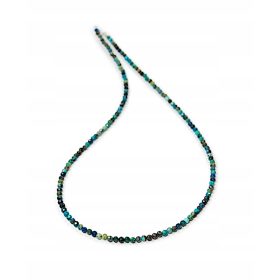  Naravna ogrlica CHRYZOKOLA, fasetirane kroglice, 3mm srebro