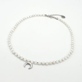    LaReine ženska ogrlica iz mesečevega kamna, rog izobilja, jeklo