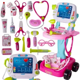 ZDRAVNIKOV SET NA KOLESU Z EKG IN STETOSKOPOM ZA OTROKE