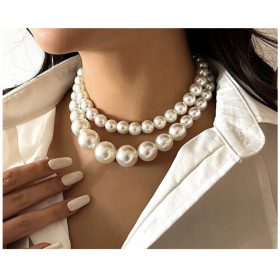    Čudovita biserna ogrlica, veliki biseri, elegantna francoska dvojnica