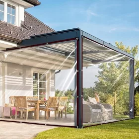   Vodoodporna prozorna terasna ponjava z UV zaščito in montažnimi obroči 2x2m