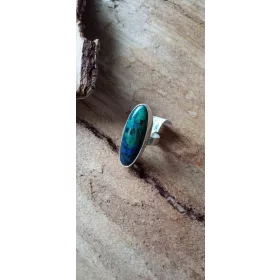 Srebrni prstan z azuritom in malahitom