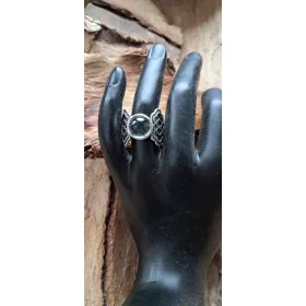   Srebrni prstan z akvamarinom in mahom v čudoviti galeriji čipke