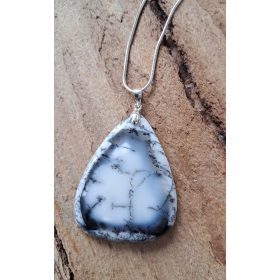   Obesek dendritni ahat z zimskim vzorcem - unikatno srebrno nakitje