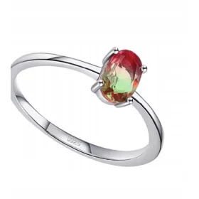 SREBRNI PRSTAN Z TURMALINOM ARBUZOWYM