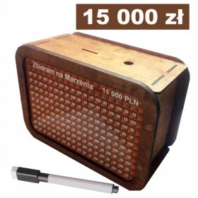   Leseni hranilnik Vintage Chart Personalizacija 15.000 PLN kot DARILO