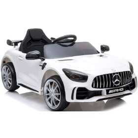   Najnovejši model avtomobila Mercedes GTR s 12V akumulatorjem in 2x45W motorji, v beli barvi. Ta avto je opremljen z mehkimi kolesi EVA, sedežem iz EKO USNJA ter odpirajočimi se vrati. Z licenco koncer