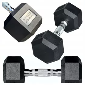   Hantla HEX Pokrita z gumo z okroglim ravnim ročajem - 12,5 kg