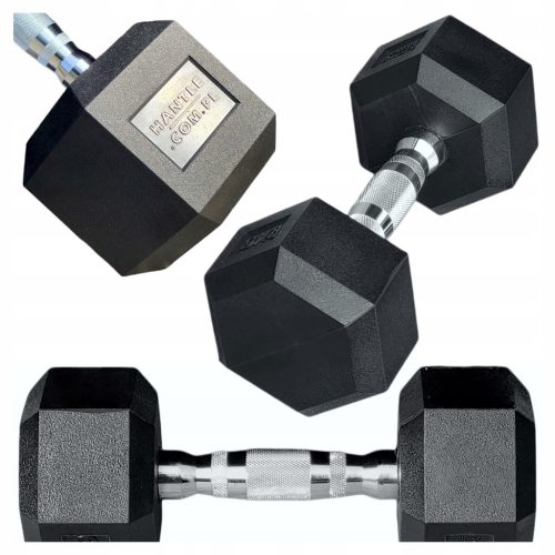 Hantla HEX Pokrita z gumo z okroglim ravnim ročajem - 12,5 kg