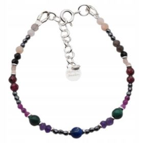 Bracelet with Scorpio Zodiac Sign, Gemstones, Silver