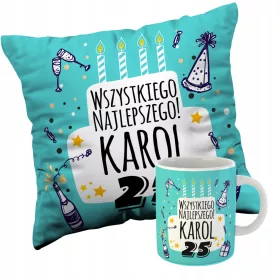 PODUSZKA URODZINOWA + KUBEK z imenom