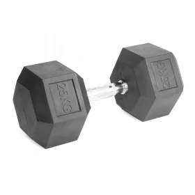   Fitnes uteži 1x25kg, gumirana litina, 25kg HEX, za trening SOLID