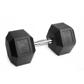   Fiksna utež 1x30kg, gumirana litina, 30kg HEX, za trening SOLID