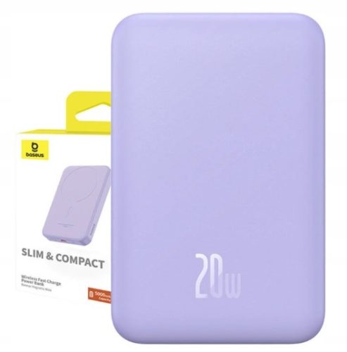 Magneti mini prenosni polnilnik Baseus 5000mAh 20W vijoličen