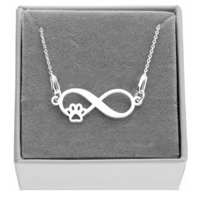    Srebrna ogrlica infinity šapa pasja mačka šapa BOX SILVER 925