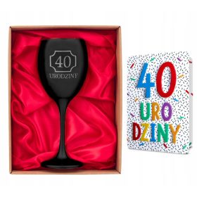   Elegantni set za 40. rojstni dan - Kozarec za vino in voščilnica