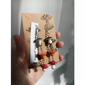    Trojni gobji uhani - krastače, lisičke, jurčki - ročna dela