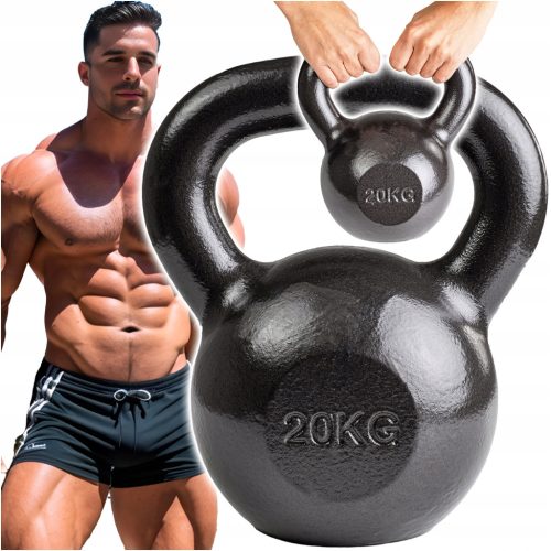 Pretorians 20 kg črna kovinska kettlebell utež za vadbo