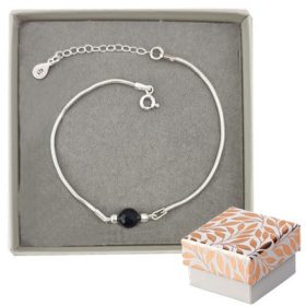 Srebrna zapestnica s črnim turmalinom in srebrom 925