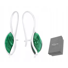    Ženski viseči srebrni uhani iz zelenega malahita, srebro 925