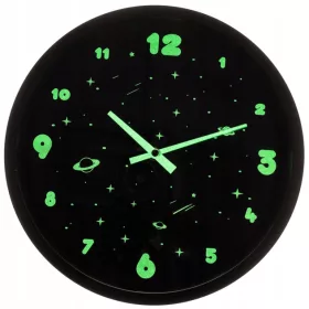   Stenska ura Vesoljska tema - Fluorescenčna ura, ki sveti v temi - 29 cm