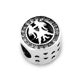 Okrogel srebrni obesek z zodiakom Dvojčka