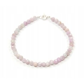   Naravna zapestnica KUNZYT, fasetirane kroglice, 4 mm srebrni kunzit