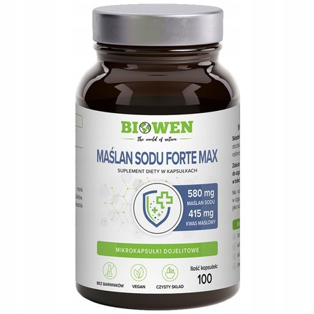 Biowen Maślan Sodu 580 mg - Prehransko Doplačilo za Zdravje Črevesja, 100 Kapsul