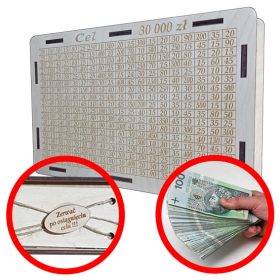   Leseni varčevalnik 30.000 PLN darilo, dimenzij 30 cm x 19 cm, z resničnimi zneski