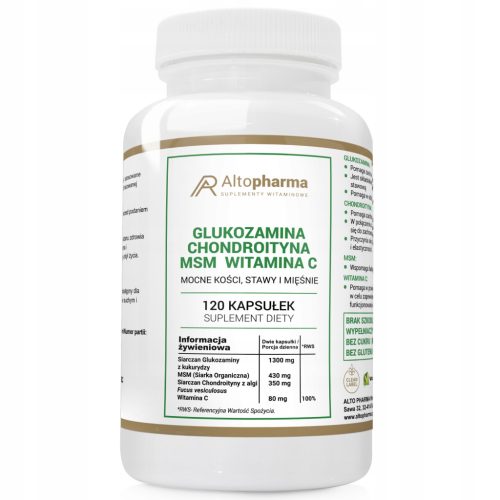 AltoPharma Glukozamin, Hondroitin, MSM in Vitamin C - 120 kapsul za Močne Kosti in Sklepe