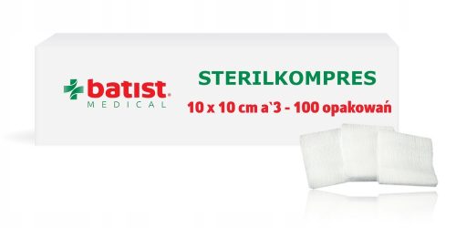 Sterilni Gazni Kompresi 10 cm x 10 cm, Pakirani po 3, 100 Blistrov