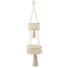   Folkulture obešalnik za rastline, makrame držalo za lončnice, belo, 2-stopenjsko