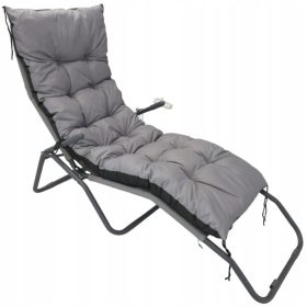 Vrtna blazina za ležalnik 180 x 50 cm siva vodoodporna