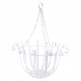    2 kosa/set visečih kovinskih držal za rastline za vrtno garažno košaro, bele barve