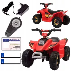   Električni otroški štirikolesnik na akumulator Quad Rdeč + Tablice