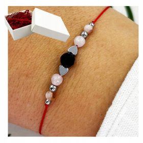   Srečna narukvica iz turmalina, rožnatega kremena in citrina