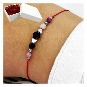   Zapestnica sreče z ljubeznijo Turmalin Roza kremen Rubin Ročno izdelano darilo