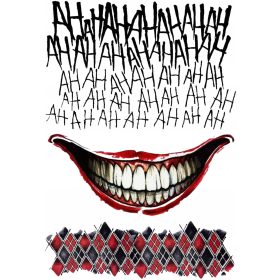   Pralni tattoo z grozljivim motivom JOKERja in usti klovna Hahaha DC SET A4 velikost