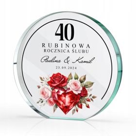   Darilo za obletnico poroke za 40 staršev in starih staršev Stilna steklena figurica s tiskom