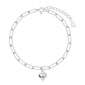 Srebrna zapestnica s srčkom, debelejši členi Verona